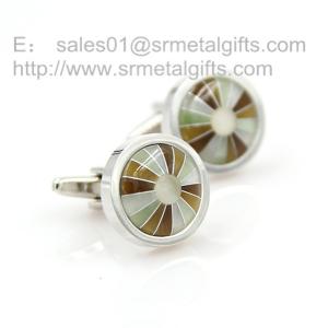 Buy cheap 3/4 round mother of pearl cufflinks, 3/4 inch round cufflinks with multi color MOP inlay, product