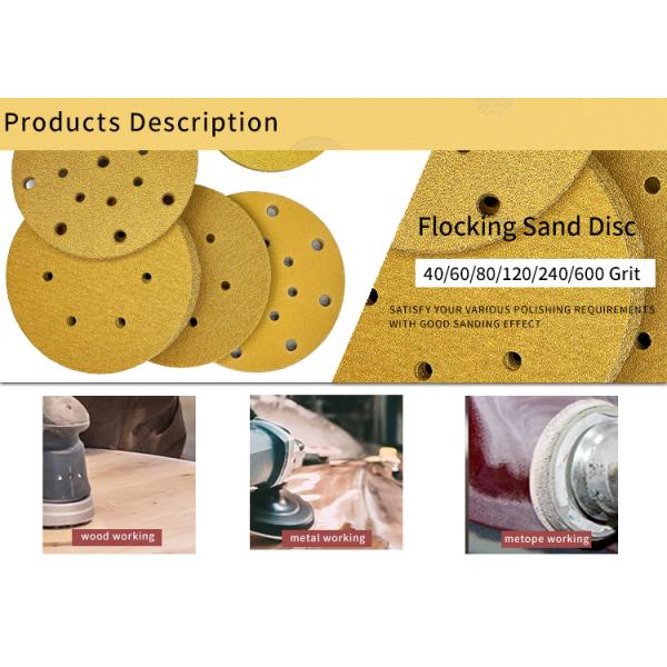 Customized Support 6 inch Yellow Flocking Round Sanding Disc for Automotive Grinding