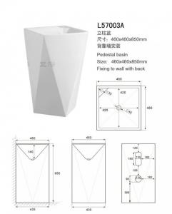 Buy cheap Diamond Shape Modern Pedestal Sink , Ivory / White Pedestal Sink Anti Pollution product