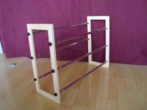Buy cheap Wooden Frame Shoes Home Display Rack With 3 Layers Expand Iron Chrome Tube product