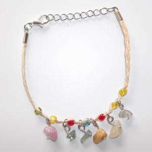 Buy cheap Multicolor Semi-gemstone Charms Bracelet Waxed Cotton Cord Adjustable 7.8, Natural Stones string bracelets wholesale product