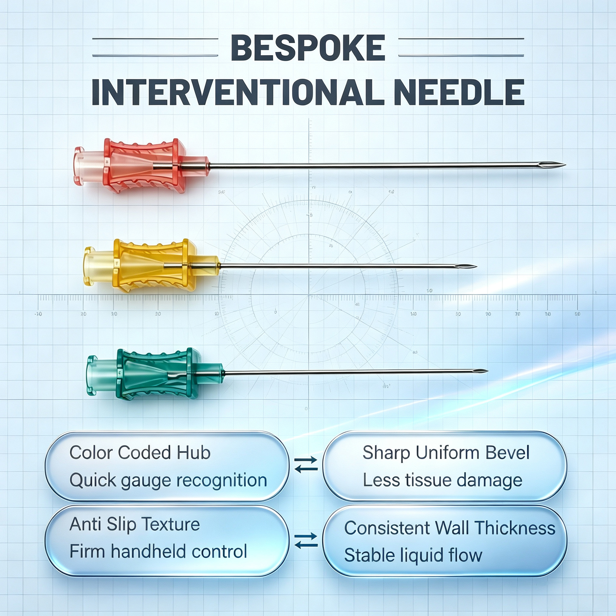 Customized 21G Stainless Steel Interventional Needle With Plastic Hub