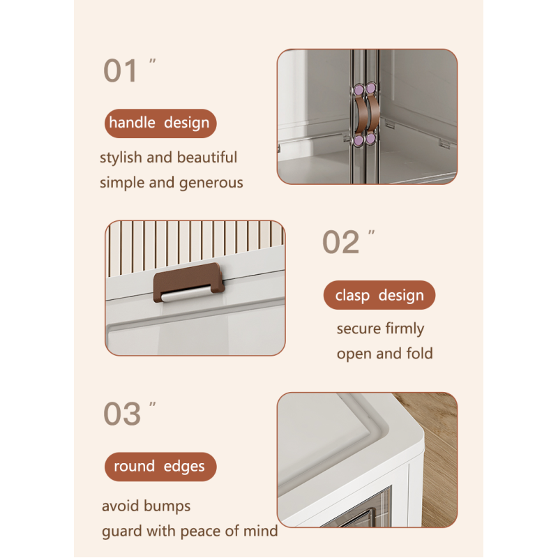 Home Transparent Clothing Folding Stackable Door Open Storage Cabinets Storage Boxes & Bins Storage Organizer