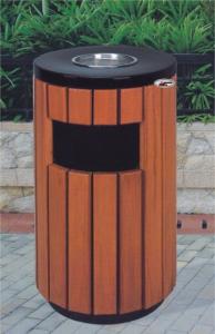 China Camphor Wood Steel Garbage Bin Dia 400*H755mm with ashtray top lid on sale