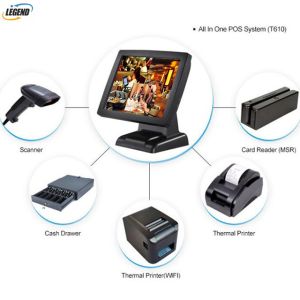 15'' Touch Screen Pos Computer System Capacitive Optional With Barcode Scanner