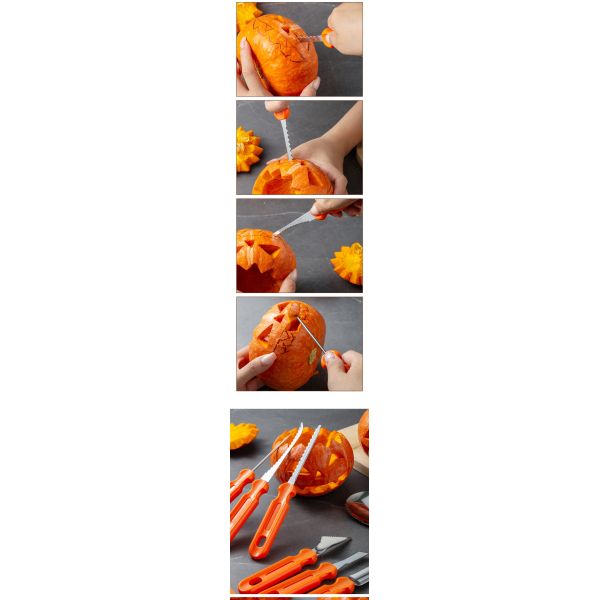 Plastic Halloween Fruit Decorating and Vegetable Carving Tools Set with Carrying Case
