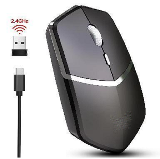 2.4G Wireless Rechargeable Mouse with 500mAh Battery, Win7/8/10/XP/Vista/iOS Compatible in Black/Grey