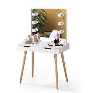 Buy cheap White Wooden Makeup Vanity Table With Lighted Mirror USB Function product