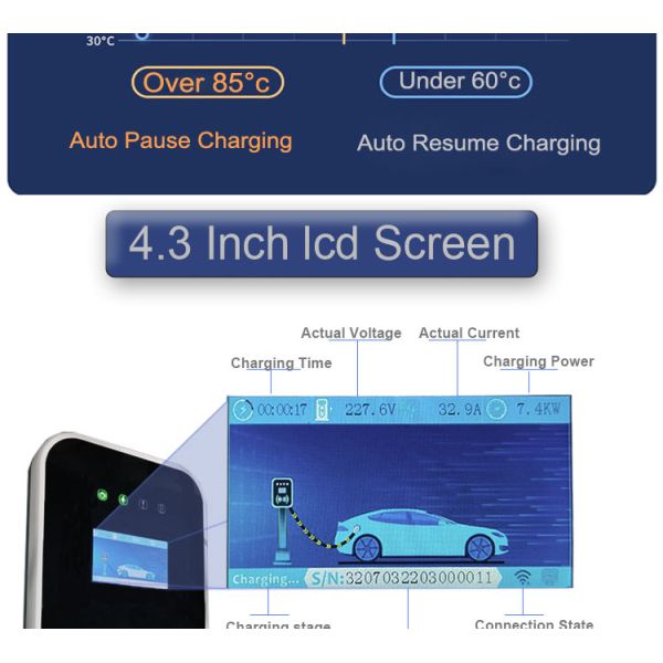 TUV CE Electric Vehicle Charge Station EV Charger Type 2 Single Phase Fast Charging
