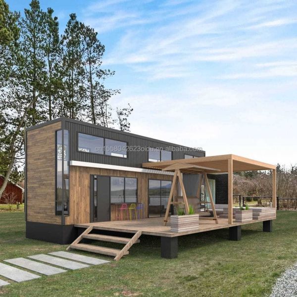 Expandable Log Container Houses Customized Two/Three Bedrooms Luxury Prefabricated Wood Family House