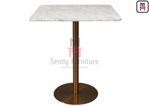 Buy cheap Marmo Calacatta Marble Table With Brushed Gold Stainless Steel Base For Restaurant / Hotel product