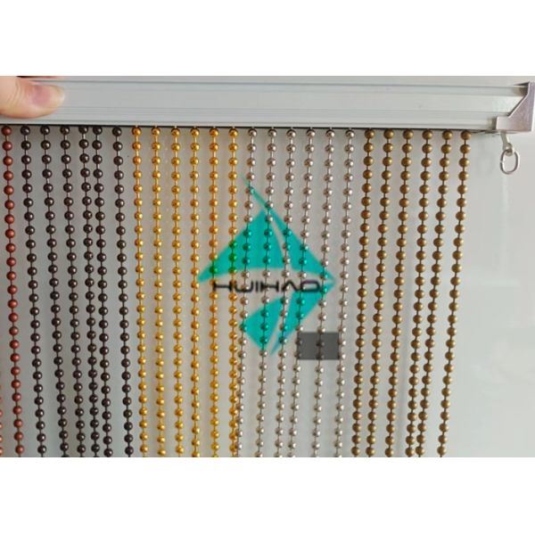 Close-up view of ball bead chain curtain