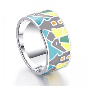 Buy cheap Custom Enamel Jewelry Colorful Ring Russia Fashion Jewelry 92 Sterling Silver Ring product