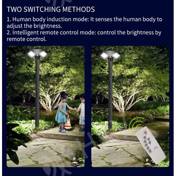 High Lumens Wireless Solar LED Motion Sensor Security Light Outdoor With Remote Control
