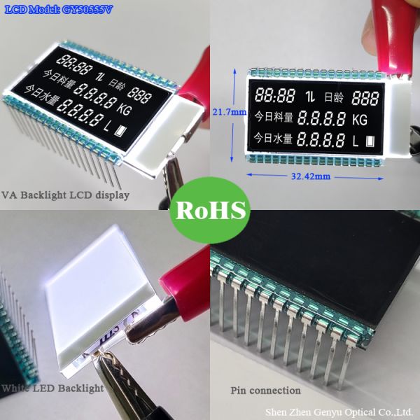 Negative VA LCD Module White Characters Black Screen 4.5V 34PIN For Feeder