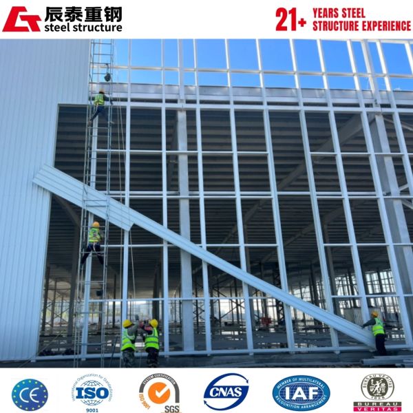 Hot DIP Galvanized Steel Building Workshop Featuring Optional Crane Suitable for Warehousing Manufacturing and Storage