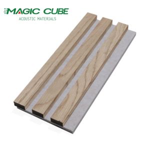 China Wood Felt Wall Cladding Slat Acoustic Panel 3 Side Interior Acoustic Slat Wall Panel on sale