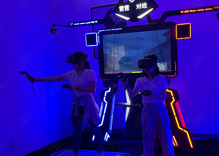 Amusement Interactive 9D Vr Shooting Simulator VR Walk Platform For 2 Players