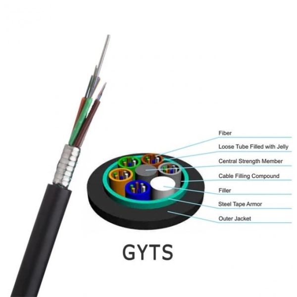 Multi Core Armoured Fiber Optic Cable Outdoor 12 Core Steel Armored Cable