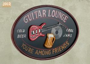 China Personalized Antique Wall Art Sign Pub Sign Wall Decor Oval Shape Guitar Lounge on sale