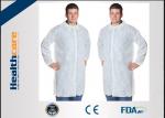 Polypropylene Disposable Lab Coat With Knitted Cuff And Button Blue Or White