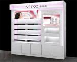 LED Light Cosmetic Display Shelves Cosmetic Store Fixtures With Stoving Varnish