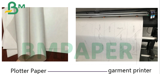2" Core 72" 86" 45gr 48gr White Plotter Paper For Garments Cutting Patterns