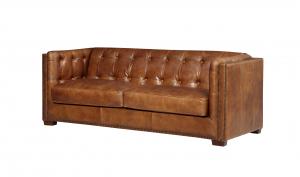 Buy cheap Genuine Leather Triple Seater Sofa , 3 Seater Brown Leather Settee American Style product