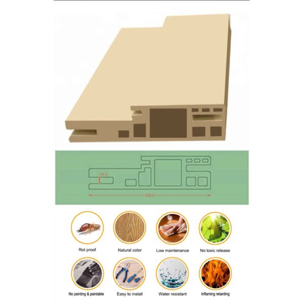 Haixing PVC Foam Wood Texture Emboss Plastic Window Door Frame Ideal for Scenic Spots