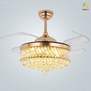 Buy cheap Modern Luxury Invisible Crystal Ceiling Fan Light 42 Inch 4 Fan Blades For Dining Room product