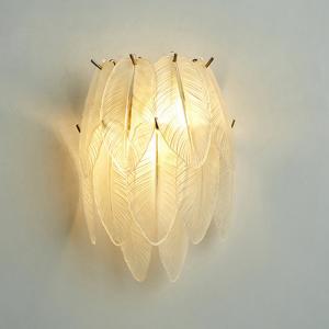 China G9 Iron Art Golden Feather Crystal Wall Lights 25cm For Bedroom on sale