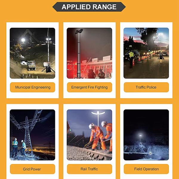 Diesel Light Tower Running Time 8hours Emergency Light Tower Trailer Mounted Light Towers