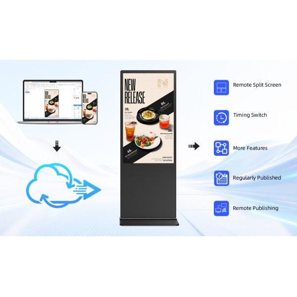 LCD Floor Standing Digital Signage Display Cloud Control for Shopping Mall Airport 4K UHD Android Commercial