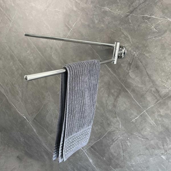 Swivel Bathroom Towel Bars Multifunctional 2 Arm Wall Mounted Sus304
