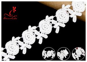 Buy cheap Embroidered Flower Guipure White Cotton Lace Ribbon For Fashion Clothes product