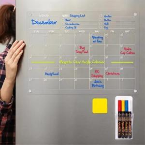 Buy cheap Custom Acrylic Magnetic Calendar For Fridge , Clear Dry Erase Magnetic Calendar With Markers product