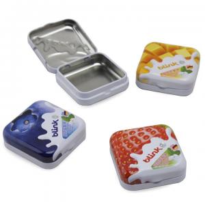 China Small Square Tin Box with Lid Printed Metal Storage Boxes for Mints Tin Food Containers on sale