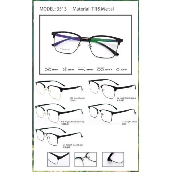 Customized Design Metal Optical Glasses Framework For All Face 3513