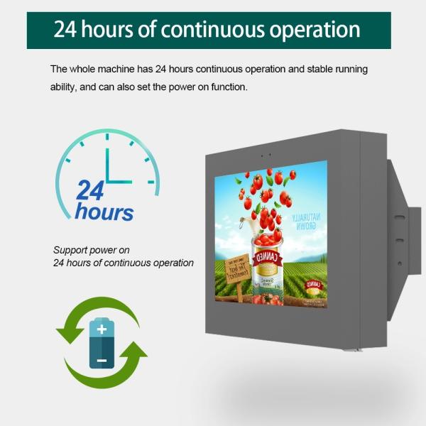Wall Mounted Outdoor Advertising LCD Display Kiosk 65 Inch Touch Screen 2000cd/m2