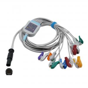 Buy cheap TPU Jacket Mortara EKG Cable 12 Pin Hypertronix Connecto AHA/IEC Lead Color Coding product