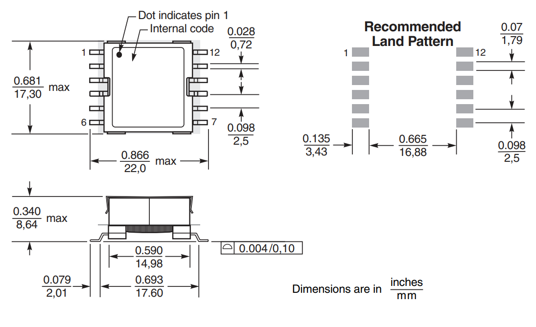 Surface Mount WA8417-AL Fly-Buck Transformer for Isolated Power Supply