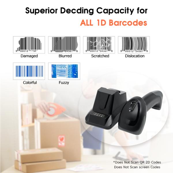 650nm Laser 2.4Ghz Handheld Wireless Barcode Scanner With Memory
