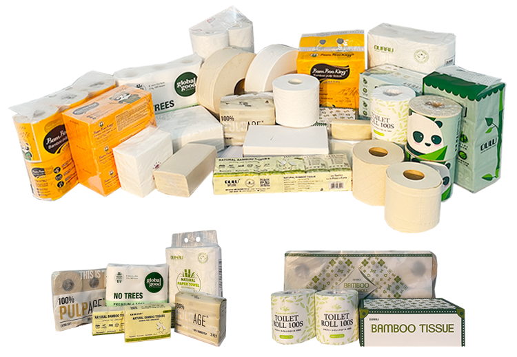 Customised 4ply Premium Natural Bamboo Pulp Tissue Paper Soft and Strong Printed Toilet Roll with 2ply and 3ply Layers Options