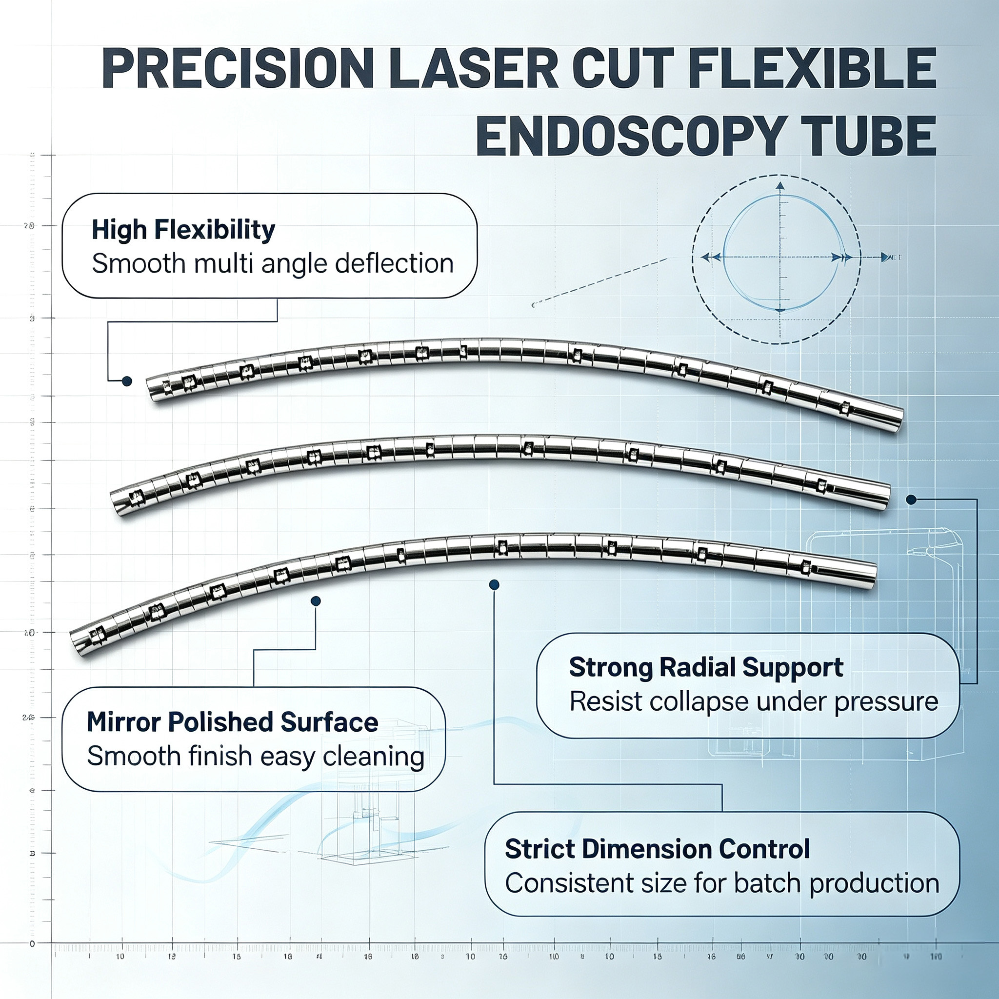 Customized Laser Engraved Flexible Snake Bone Tubing For Endoscope