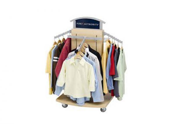Quality Heavy Duty Island Shape Garment Display Stand 600 * 600 * 1400MM For Hanging Clothes for sale