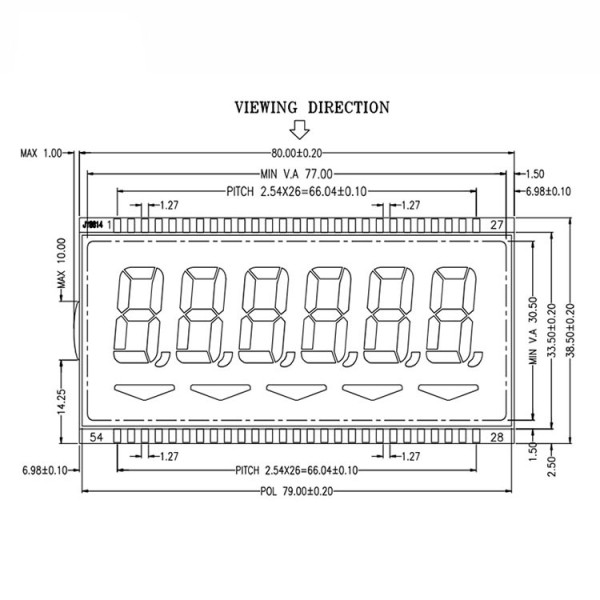 Custom 6-Digit TN Screen Fuel Dispenser LCD Controller Board Monochrome 7 Segment Positive Display Segment Displays
