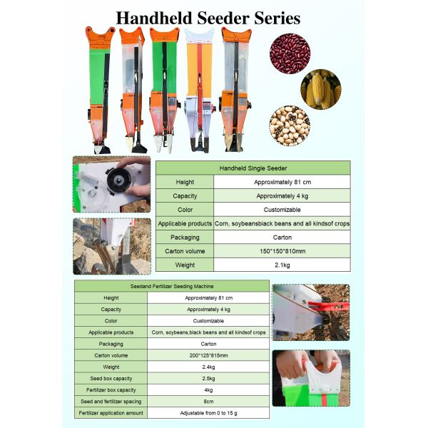 Manual Seeder Machine With Fertilizing Hand Push Precision Planter Tool