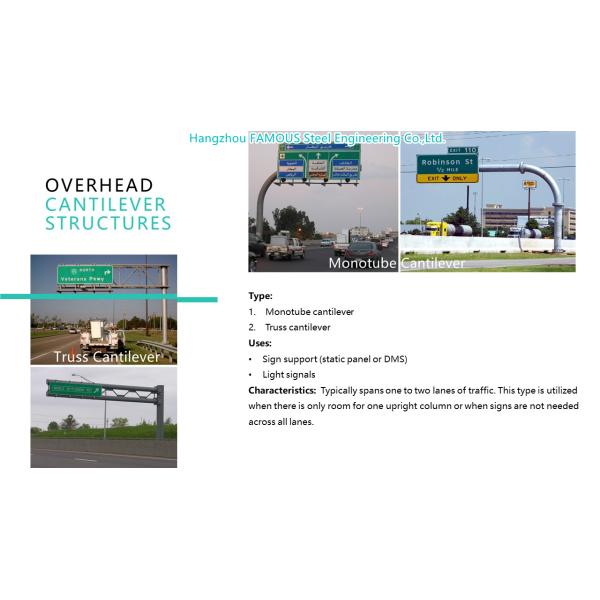 Structural Steel Cantilever Overhead Sign Truss Cantilever Type Highway Support