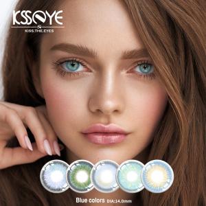 Buy cheap Custom Logo Nougat Blue Eye Contact Lenses Triple Tone 14.2mm product