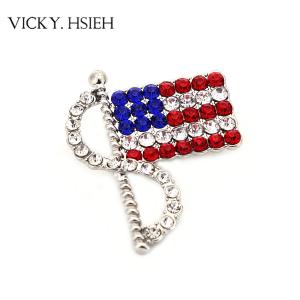 Buy cheap VICKY.HSIEH Rhodium Tone Rhinestone Pave USA Flag Brooches product
